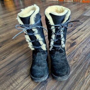 UGG Uptown Black Lace Tall Winter Boots, size 9, EU 40